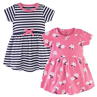 Imagem de Hudson Baby Vestidos de algodão para bebês meninas, Margarida rosa, 0-3 Meses