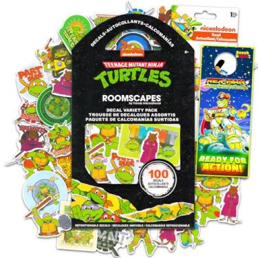 Imagem de Nickelodeon Conjunto de adesivos de Tartarugas Ninja - 100 decalques multicoloridos de desenho animado TMNT para laptops, telefones, garrafas e mais