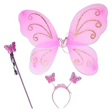 Imagem de rockible Conjunto de fantasia de para meninas fantasia de princesa bandolete de fantasia de asa de, ROSA