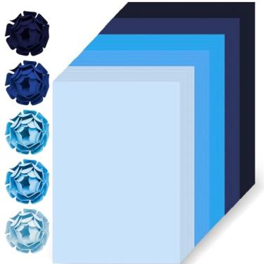 Imagem de 100 folhas de papel grosso azul marinho colorido, 5 cores sortidas de papel cartão colorido azul 29,5 kg/180 g/m², perfeito para decoração festiva, cartões comemorativos, artes e artesanato