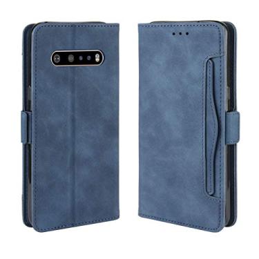 Imagem de Capa com compartimento para cartão para LG V60 ThinQ 5G, capa flip carteira de couro para LG V60 ThinQ 5G, capa de telefone magnética retrô, capa de telefone carteira com compartimentos para cartões