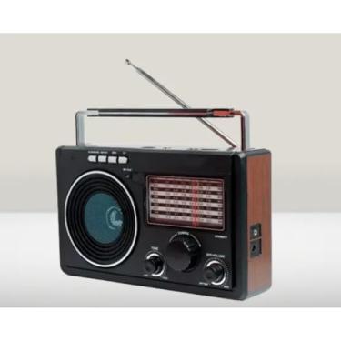 Imagem de Rádio Retrô CNN-686RU: som de qualidade com recepção AM/FM, entrada USB e cartão SD. Recarregável, portátil e bivolt. Perfeito para curtir música em qualquer lugar!