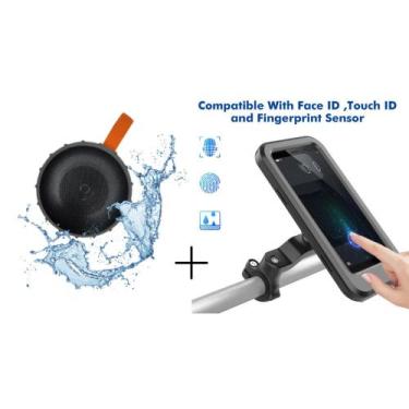Imagem de Kit Suporte Para Celular Bike + Caixa De Som À Prova D'água Cor Cinza 