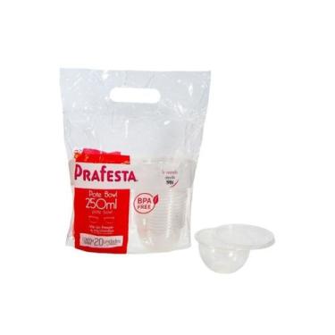 Imagem de Kit c/5 pct pote bowl 250ml. c/ sobretampa c/20 un. (prafesta)