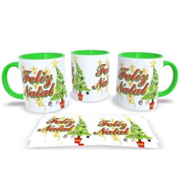 Imagem de Canecas de Porcelana Verde Personalizadas Arvore de Natal (Mod.3)
