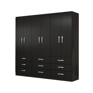 Imagem de Guarda-Roupa Casal Bergamo 6 Portas 9 Gavetas - Evidencia Moveis, Blac