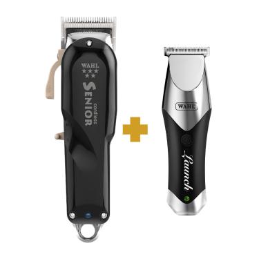 Imagem de Kit Máquina de Cortar Cabelo Wahl Senior Cordless Bivolt + Máquina de Acabamento Wahl Launch Trimmer Bivolt .