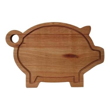 Imagem de Tábua para Churrasco em Madeira de Eucalipto Maciço - Porco com Óleo Mineral Cor:NATURAL;Tamanho:22x33 CM