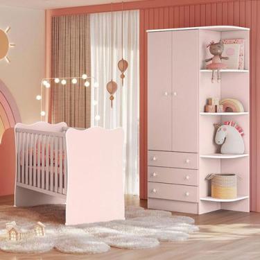 Imagem de Quarto Infantil Completo Estrela 2 Portas 3 Gavetas Rosa - Pnr Móveis,