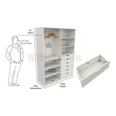 Imagem de Armário Arara Gaveta Verônica M18 100% Mdf Roupeiro Closet - VETORIAL 
