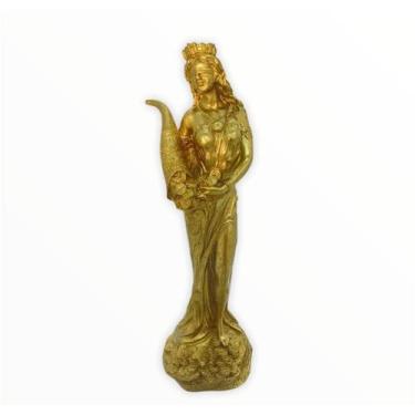 Imagem de Escultura Deusa Da Fortuna 18 Cm Dourada E Prata Brilhante - Lua Místi