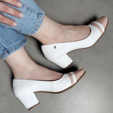 Imagem de Sapato Conforto Firezzi Scarpin Salto Baixo 239503, 36, Branco