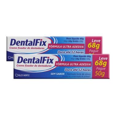 Imagem de Kit 2 DentalFix Creme Fixador de Dentaduras Sem Sabor Leve 68g Pague 5