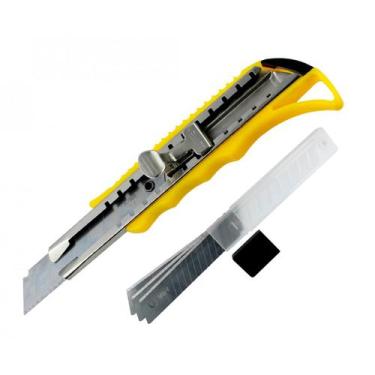 Imagem de Kit Estilete Retratil com 3 Lâminas de Metal Corta Papel etc - SQ Impo