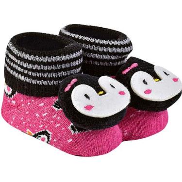 Imagem de Pantufinha bebê meia com bichinhos recém nascido - Dallf, Rosa