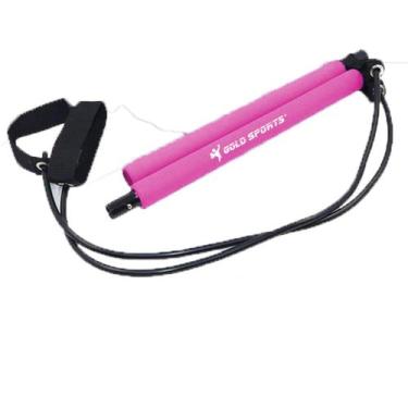 Imagem de kit Barra Pylates Elástico Pedal Gold Sports Master, Únissex, Rosa, Ún
