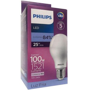 Imagem de Lâmpada Led Philips A65 16w Equivale 100w 6500k E27 Luz Branca Fria Bu