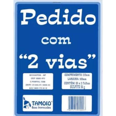 Imagem de Talão de Pedido 2 vias Grande (21,3 x 16,3cm) 5 Talões - Tamoio, Azul