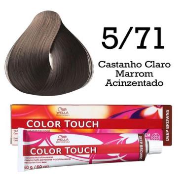 Imagem de Tonalizante Color Touch 5/71 Castanho Claro Marrom Acinzentado  Wella 
