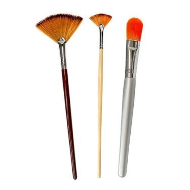 Imagem de Kit 3 Pincéis Estética Cerdas Seda 06, 02 Peelings, Ácidos e 18 Emolie