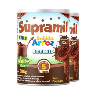 Imagem de Kit 2 Supramil Bebida de Arroz Kids Chocolate Unilife 500g