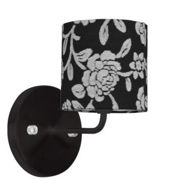 Imagem de Arandela Preta De Cupula Cilíndrica Floral Prata - MARRYLUZ