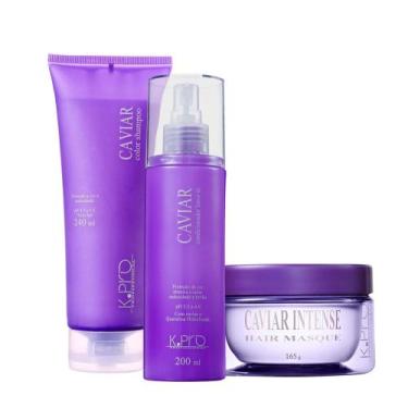 Imagem de Kit K.Pro Profissional Caviar Shampoo Máscara e Spray Leave-in (3 prod