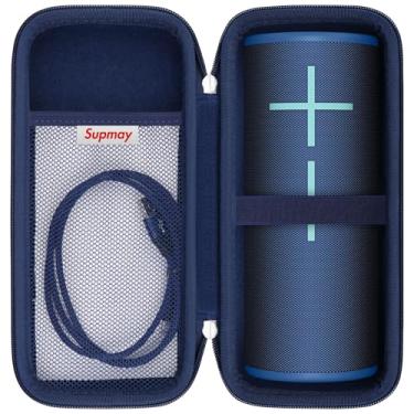 Imagem de Supmay Estojo rígido para Ultimate Ears MEGABOOM 4/MEGABOOM 3 alto-falante Bluetooth portátil à prova d'água, capa de proteção de alto-falante portátil sem fio com bolso de malha para cabos de