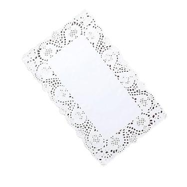 Imagem de Doilies de papel retangulares - 30,5 cm x 40,6 cm de renda branca descartáveis - para artesanato, bolos, alimentos, sobremesas, 100 peças