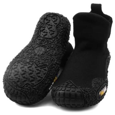 Imagem de CINDEAR Sapatos infantis para meninos e meninas, sapatos descalços infantis, respiráveis, antiderrapantes, meias, tênis sem cadarço, Preto, 18