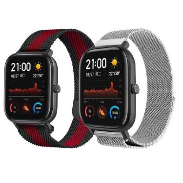 Imagem de Kit 2 Pulseiras em Metal / Aço - Magnética compatíveis com Amazfit GTS