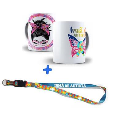 Imagem de Kit Presente Sou Irmã de Autista com Caneca + Chaveiro e Cordão Puzzle