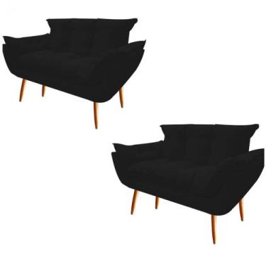 Imagem de Kit 02 Namoradeira  Decorativa  Opala Pés Palito em Madeira 2 Lugares 