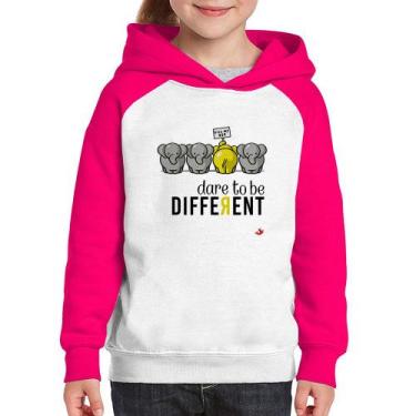 Imagem de Moletom Infantil Dare to be different - Foca na Moda, Branco, Rosa, 10
