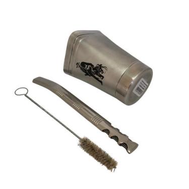 Imagem de Kit tereré cuia copo redondo 300ml alumínio boca quadrada + bomba de t