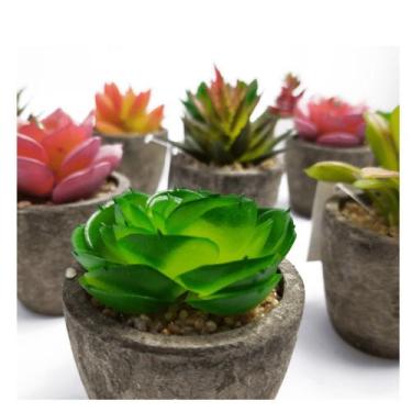 Imagem de Kit Com 6 Vasinhos De Mini Suculentas Artificiais Marrom - Multshop