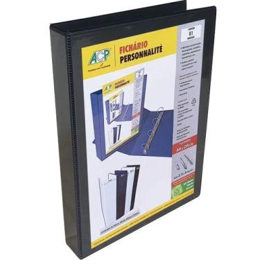 Imagem de Pasta Fichário Personalizável A4 Preta C/4 Argolas - ACP