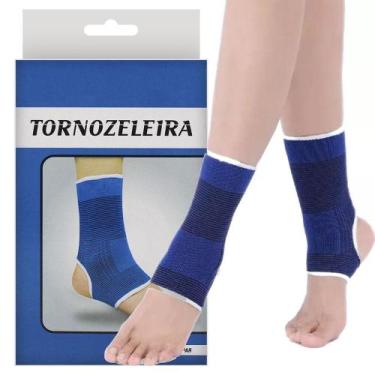 Imagem de Par De Tornozeleira Tensor Elástico Tamanho Único Azul Fisioterapia Fi