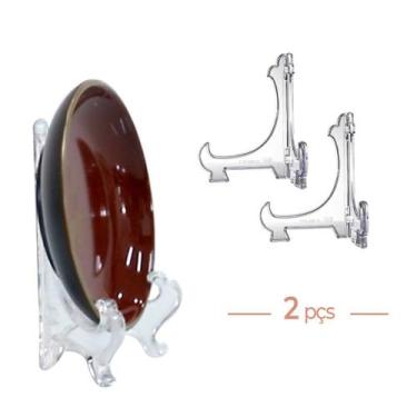 Imagem de Kit 2 Suportes Para Pratos e Azulejos Transparente 9cm - ac