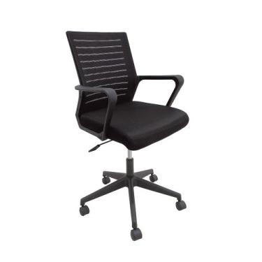Imagem de Cadeira executiva estofada com tela em malha e assento em tecido com b