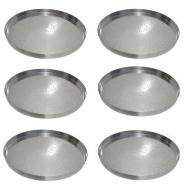 Imagem de Kit 06 Formas de Pizza 35cm com furos em Alumínio ABC