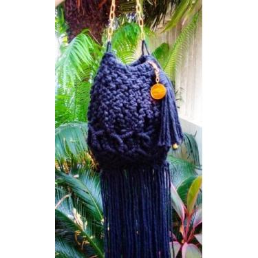 Imagem de Bolsa de macramê boho chic personalizada - Ateliê A.N , Cru, Amarelo, 