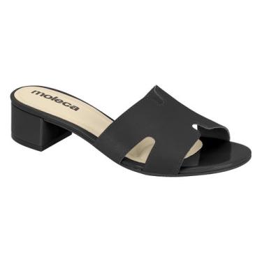 Imagem de Tamanco Feminino Moleca Saltinho Bloco Baixo Slide Básico, Preto, 37