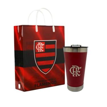 Imagem de Copo Térmico 500Ml c/ Abridor e Sacola Presente Flamengo - Cebola e Ta