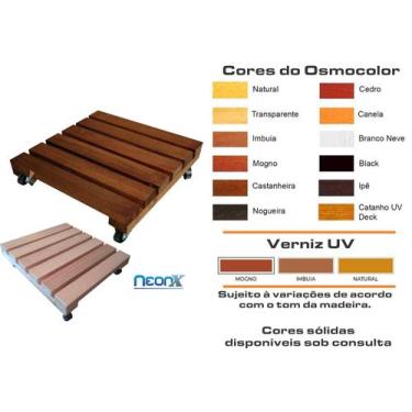 Imagem de Suporte de Madeira para Vasos Botijão Com Rodas 30x30 cm NeonX, Verniz