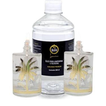 Imagem de Kit 2 Lamparina Cilíndrica Florestal + 500 ml Fluido Puro - Velas Bist