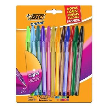 Imagem de Kit Caneta Esferográfica Cristal Fashion 9308871 1.2mm 12 Cores - Bic 