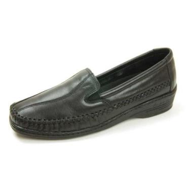 Imagem de Sapatilha feminina pierrô ortopédica tradicional com elástico couro co