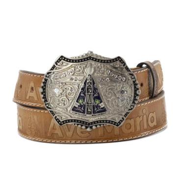 Imagem de Cinto Country  Feminino Sola Fivela Nossa Senhora Estampa  Ave Maria -