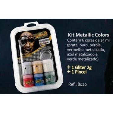 Imagem de Tinta Liquida Maquiagem Artística Rostinho Pintado 15ml, Mini Kit Meta